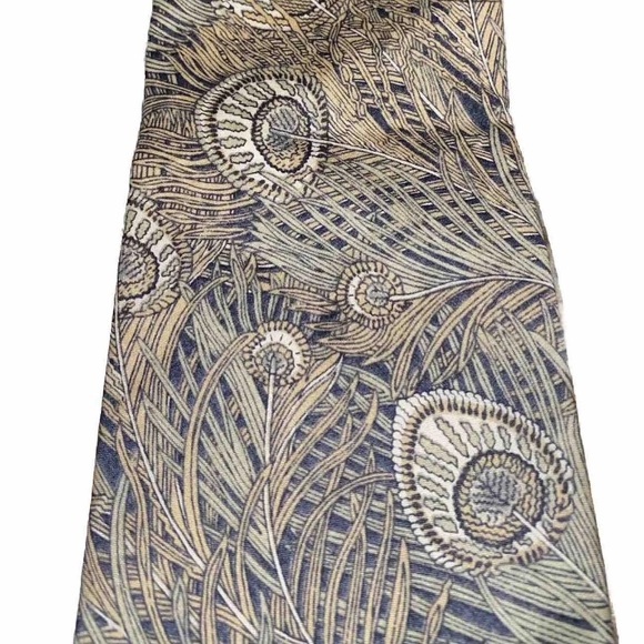 Liberty Of London Cotton Tie with Peacock Feathers Design English Vintage - Picture 3 of 3